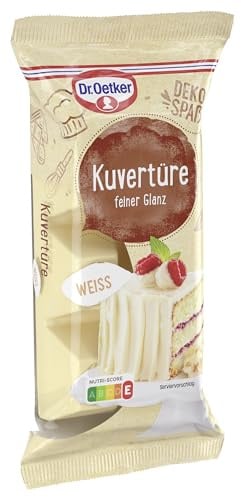 Dr. Oetker Kuvertüre Weiß, 150 g, weiße Schokolade zum Schmelzen und Backen, ideal zum Füllen und Überziehen von Kuchen, Gebäck & Desserts, einfach portionierbar