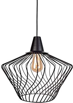 Licht-Erlebnisse Stilvolle Hängelampe TOMMY Schwarz Metall Modern Design rund Wohnzimmer Esstisch Hängeleuchte
