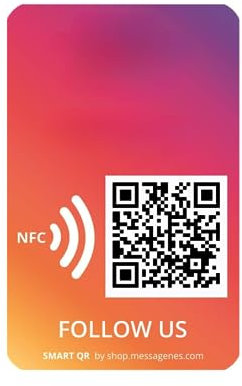 MESSAGENES | Pegatina Instagram QR y NFC Reutilizable | 1 Unidad Tamaño Tarjeta | Código QR Personalizado | Configuralo en tu Casa | Sígueme en Instagram | Cómo Ser Influencer | Material Premium
