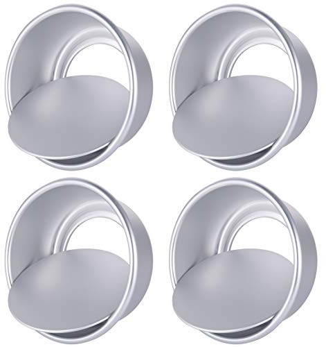 Opopark Set di 4 tortiera rotonda da 10 cm con base sciolta antiaderente in alluminio tortiera con fondo rimovibile teglia per Natale Birtyday Wedding Party Cake Baking