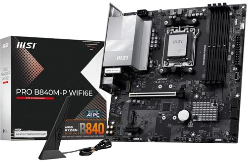 MSI PRO B840M-P WIFI6E, scheda madre mATX - Supporta processori AMD Ryzen 9000/8000 / 7000, AM5 - DDR5 Memory Boost (OC 8000+ MT/s), PCIe 4.0 x16, M.2 Gen4, Wi-Fi 6E, 2.5G LAN