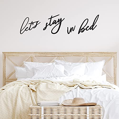 Wanddekoration Let's Stay in Bed, rustikale Schlafzimmer-Dekoration, schwarz, 3D-Holz-Buchstaben, handgefertigt, Holz, Sommer-Dekoration, Liebes-Zitat, Heim-Schild für Zuhause, Dekoration, 4 Stück