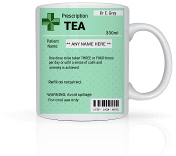 Prescription Tea Coffee Mug, Funny Personalised Prescription Mug Customisable Gift Mug Colleague Doctor Great Birthday Idea (Tea)