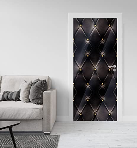 MyMaxxi - Tür bekleben mit Türtapete Türposter Selbstklebend 90x200 Lederoptik dunkel - Türfolie mit Premium Glanzeffekt - Türaufkleber metallic Silberfolie - Türklebefolie Luxuriös schwarz
