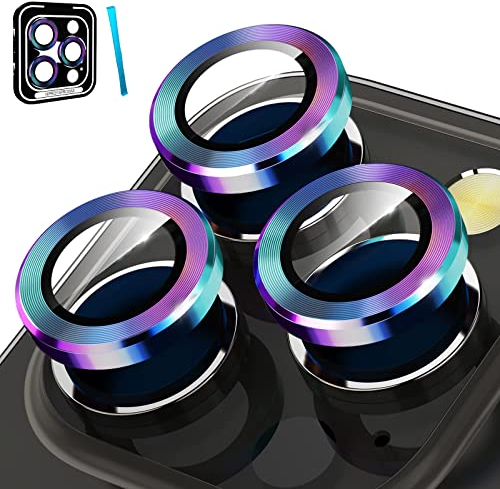 CloudValley Protector de Lente de Cámara Compatibile con iPhone 14 Pro/iPhone 14 Pro Max,[Cristal Templado & 9H Dureza] HD Vidrio Templado e Aleación de Alumio Protector Camara - Colorido