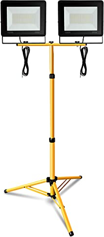 Eulenke LED Baustrahler Arbeitsleuchte,2x100W IP66 Fluter Strahler,6000K Kaltweiß 8500LM Baustellenlampe,Arbeitsscheinwerfer für Keller Schuppen Lager (mit 1m Kabel,kein Stecker),PE-M-8228*2 3746-1x