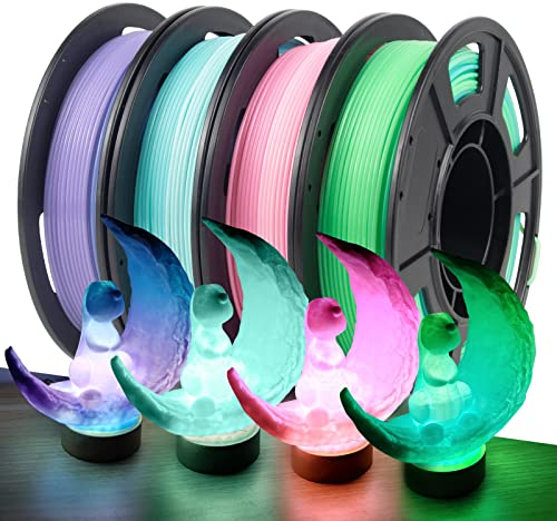 IEMAI PETG-Filament, 1,75 mm, Farbverlauf, durchscheinend, PETG 3D-Drucker-Filament, 4 x 250 g Spulen-Set, Blaugrün/Rosa/Weiß/Blau/Weiß/Lila