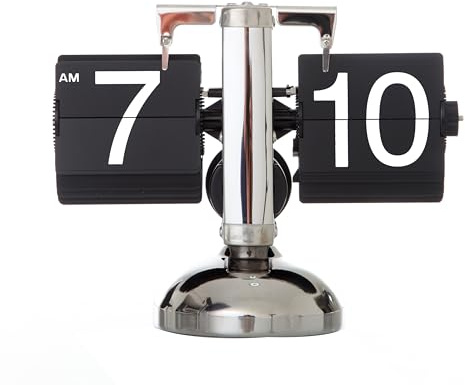 KENJIEY Retro Flip Down Clock, Mechanical Digital Flip Desk Clock with Internal Gear Operation, Battery Powered for Home Office Decor