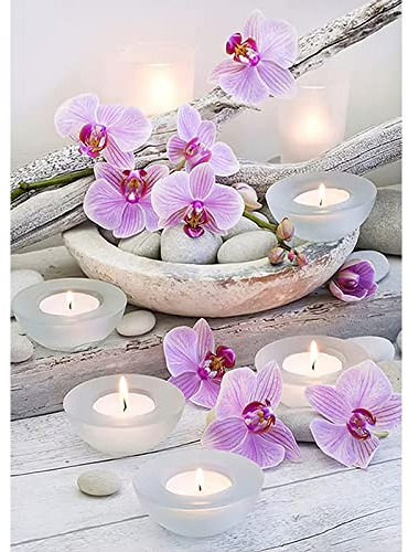 QENSPE Diamond Painting Blumen Diamant Painting Bilder Kerzen 5D Diamond Painting Erwachsene Blumen Full Diamant Bilder Malerei Stickerei Set Kreuzstich Bilder Home Wand Dekor 30x40cm