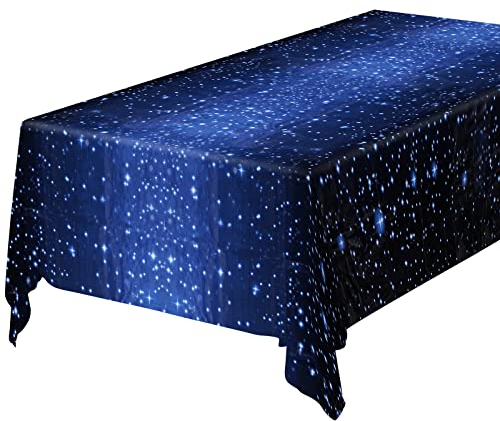 OSDUE Starry Theme Party Tablecloth, 137 x 274 cm Happy Birthday Table Cover,Plastic Disposable Tablecloth, Party Fold Table Cover Birthday Decoration Supplies for Girls Boys