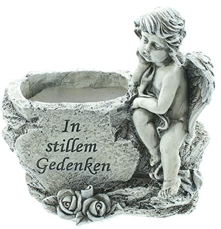 FRANK FLECHTWAREN Pflanzer Kleiner Engel, Polyresin, zum Beplanzen mit Folie ausschlagen Maße: 15 x 9 x 15 cm