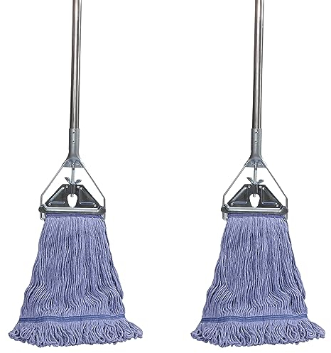 Midoneat Mopp, robuster Schlaufenend-Saiten-Mopp mit 170 cm Edelstahl, kommerzielle Industriequalität für Bodenreinigung, 2 Packungen