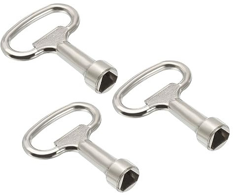 PATIKIL 12.5x7mm Triangle Socket Spanner Key, 3 Pack Electrical Cabinet Gas Water Meter Key for Elevator Lift Door Triangle Panel Lock, Silver