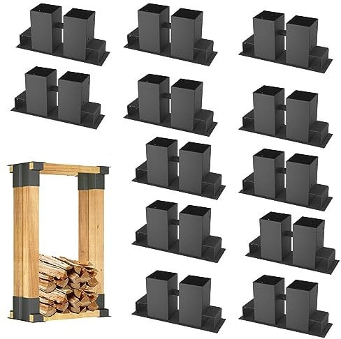 YRHome Holzstapelhilfe Feuerverzinkt stabile Holz Stapelhilfe Stapelhilfe Holzstapelhalter Brennholz Kaminholz Gestell Holz (12 Stück)