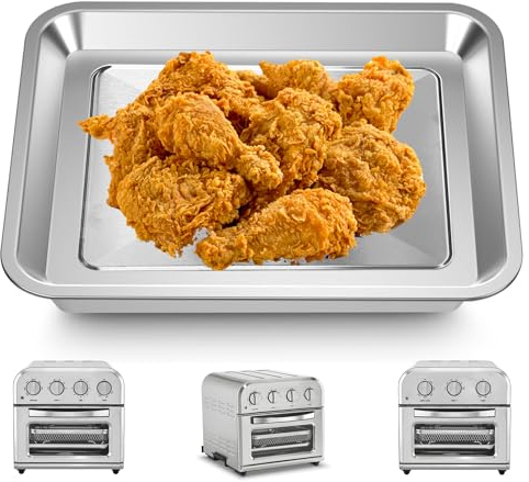 Air Fryer Tray Replacement for Cuisinart TOA-26 TOA-28 Toaster Air Fryer Convection Oven, 10.7 * 9.8'' Non-Stick Mesh Air Fryer Stainless Steel Basket Wire Rack Accessories Parts, Dishwasher Safe