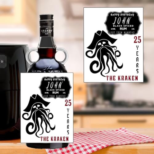 Personalised Customised Kraken Rum Bottle Label Sticker for Birthday Christmas Anniversary