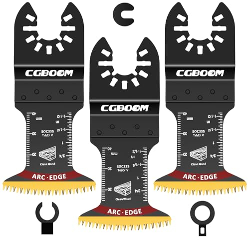 CGBOOM Hojas de sierra oscilantes multiherramienta Titanium, 3 piezas borde de arco oscilante hojas de sierra con dientes japoneses, hojas de sierra multimaster, accesorios multiherramienta corte