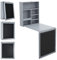 CASART Wall Mounted Computer Desk, Folding Convertible Wall Table with Blackboard & Storage Shelves, Multifunctional Floating Laptop Desk Workstation for Home & Office (Grey)