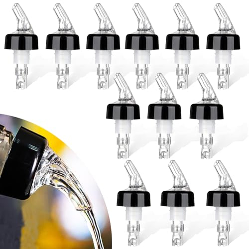 Littlecatch 12 Pcs Measured Liquor Bottle Pourers for Spirit, 25ML Clear Auto Wine Measuring Dispenser Bar Tools, Drinks Wine Cocktail Alcohol Quick Shot Spirit Measure Pourer for Pubs, Clubs