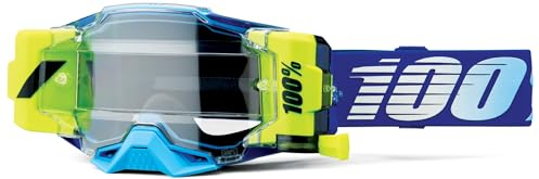 100% Armega Forecast Skibrille, Blau/Gelb mit klaren Gläsern