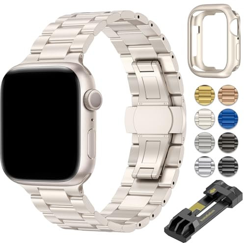 OULUOQI für Apple Watch Armband 45mm 44mm 49mm 42mm 40mm 41mm 38mm Herren Damen, Business Metall Edelstahl Ersatzband Kompatibel mit Ultra 2/Ultra SE iWatch Series 9 8 7 6 5 4 3 2 1