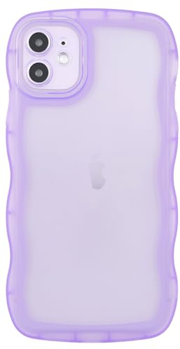 SKYLMW Kompatibel mit iPhone 12 Mini Hülle 5,4 Zoll 2020, niedliche Kawaii-Wellen-Rahmenform, weiches Silikon, stoßfest, Schutzhülle für Frauen und Mädchen, transparent/Lila
