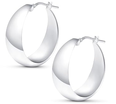 Amberta Damen 925 Sterling Silber Dicke Ohrringe: Silber Dicke Ohrringe 25 mm