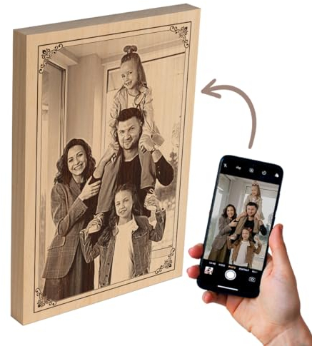 Cadeauki personalisierte paar geschenke - holzbrandmalerei fotogeschenke familie - holz schild gravur - fotogravur geschenke Valentinstag, Geburt, Jahrestag (8)
