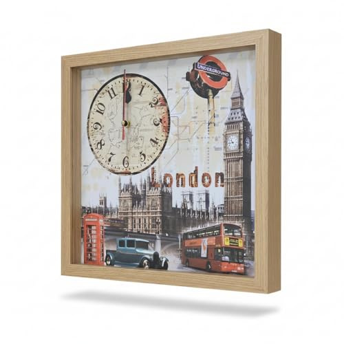LEDSone Rechteckiges gerahmtes Pariser Eiffelturm-Wandbild mit Uhr, tickende Kunstmalerei, Wanduhr für Schlafzimmer, Wohnzimmer, Schule, Heimdekoration