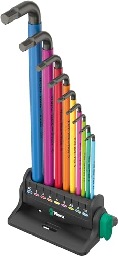 Wera 05133165001 950/9 Hex-Plus Multicolour 3 Juego de llaves acodadas, métricas, BlackLaser, 12 piezas