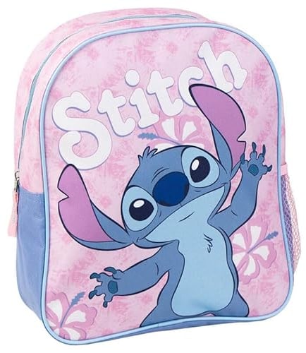 Zaino per bambini Stitch - Colore rosa - 25 x 20 x 29 cm - Realizzato in poliestere - con chiusura a zip - Stampa Stitch - Prodotto originale progettato in Spagna, Rosa, Estándar, Casual