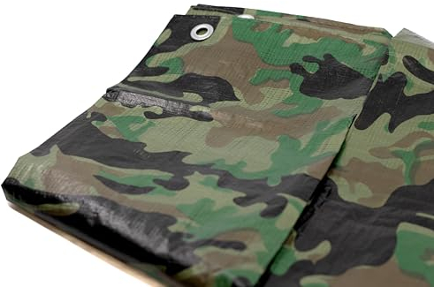 Camouflage 3x4m Abdeckplane Wasserdicht + 1x Bildmagnet! Gewebeplane mit Ösen Gartenplane Tarnplane Plane für Outdoor & Garten Holz Gartenmöbel Camping & Survival Ausrüstung Abdeckfolie 300 x 400 cm