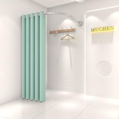 Elitix Paravent Raumteiler Trennwand für Umkleidekabinen in Ecken, L-förmige Trennvorhangstange für Ankleidezimmer Im Dachgeschoss, Raumteilervorhang für Schönheitssalons, Freistehend(Green,80x80cm)