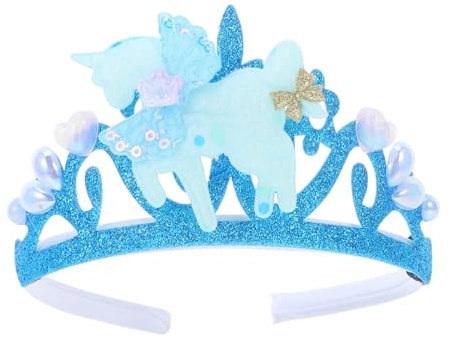 BCOATH Einhorn-kronen-haarreif Für Mädchen Leichtes Party-haarschmuck Fantasievolle Tiara Blauer Einhorn-kopfschmuck Geburtstags Festtagsdeko Einzigartiger Leicht Zu Tragender Kids Crown