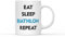 DV DESIGN 1 x Tasse mit Aufschrift Eat Sleep Biathlon Repeat, Blaugrün, Wintersport, Skifahren, Schießen, Coach, #71148
