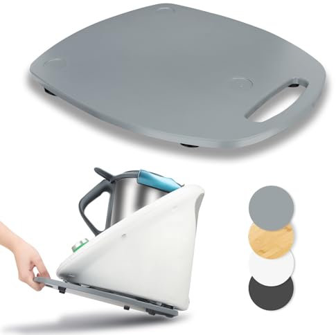 Gleitbrett für Thermomix TM6 TM5, Bambus Unterlage Brett Leichtes Gleiten Thermomix Vorwerk Küchenmaschine Zubehör, Grau