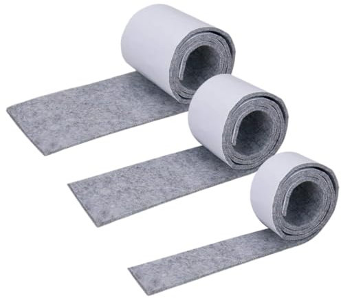 3 Rouleaux Feutrine Autocollante (100cmx10cm, 100cmx5cm, 100cmx2cm), Patins en feutre auto-adhésifs, Patins Chaises Antiderapant Feutre, Patin Feutre Feutrine Autocollante pour Meuble