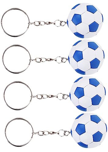 Vaguelly 4pcs Simulation Football Pendant Key Hanging Decoration Sports Key Holder Sports Keyrings Pendant Key Chain Football Key Ring Soccer Charm Football Key Holder Mini Football Metal