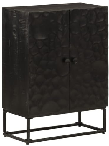 Sufrk Sideboard Wohnzimmerschrank Sideboard Wohnzimmer Flur Schrank Schwarz 55x30x76 cm Massivholz Mango und Eisen