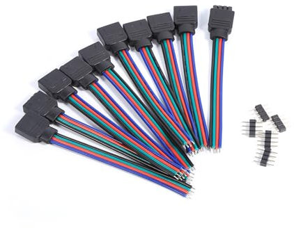 CYTGOUPER 10Pcs 4pin LED verbinder für 3528 5050 SMD LED Streifen，Männlich Weiblich Kein Löten erforderlich 9cm Länge Connectors，LED Streifen Verbinder 4 Polig Adapter für LED