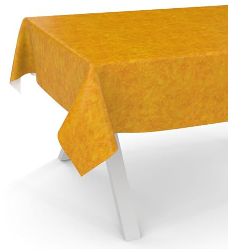 ANRO Wachstuchtischdecke Wachstischdecke Wachstuch Tischdecke abwaschbar Gartentischdecke Rund Oval Eckig 200x140cm Schnittkante Marmor Orange