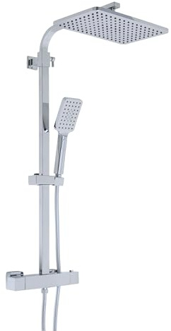 MILANO Square Bar Mixer Valve Shower Head Multifunction Handset Chrome