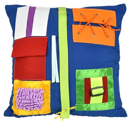 Fidget-Kissen für Demenz, Sensorisches Aktivitätskissen für Senioren, 43 x 43 cm Therapiekissen, Gehirnstimulation bei Alzheimer und zur Beruhigung