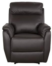 Bostonsofa Georgia Ledersessel mit Relax-Funktion - modernes Design - komfortable Sitzflächen - Relax-Funktion mit Zero-Wall-Mechanismus - ideal für kleinere Wohnzimmer (Dunkelbraun, 78x88x99 cm)