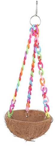 HYTROVE Verschleißfestes Vogel-hängebett, Kokosnüsse, Muschel, Vogelschaukel, Spielzeug, Vogelpapageien-nisthaus