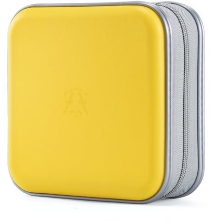 alavisxf xx Estuche de CD, 48 Capacidad de plástico duro Cremallera de viaje Estuche de billetera de almacenamiento de CD (Amarillo48, 48 Capacidad)