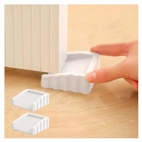 Rubber Door Stoppers Wedge,Bidirectional Door Stops,Small Size Cube Doorstop,White 2Pack