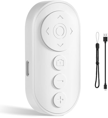 VYVIYON Wireless Camera Remote with Zoom/Switch for Photo and Vlogging | Compatible with iOS & Android Smartphone, Bluetooth Video Scrolling for Tiktok, Rechargeable Page Turner for E-Book APPS