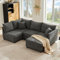 Zubaliya Canapé d'angle en L/U Moderne à Rayures Verticales,canapé 5 Places modulable avec Repose-Pieds Convertible,adapté au Salon, Appartement,Coton et Lin,Gris