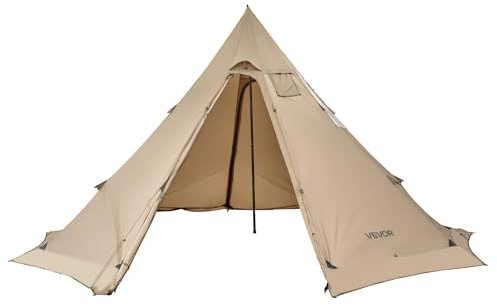 VEVOR Hot Tent for 4-6 Persons, Portable Winter Tipi Tent with Stove Jack, Waterproof Camping Tents, Lightweight 4 Season Shelter Tents for Hiking Fishing Backpacking, L Size